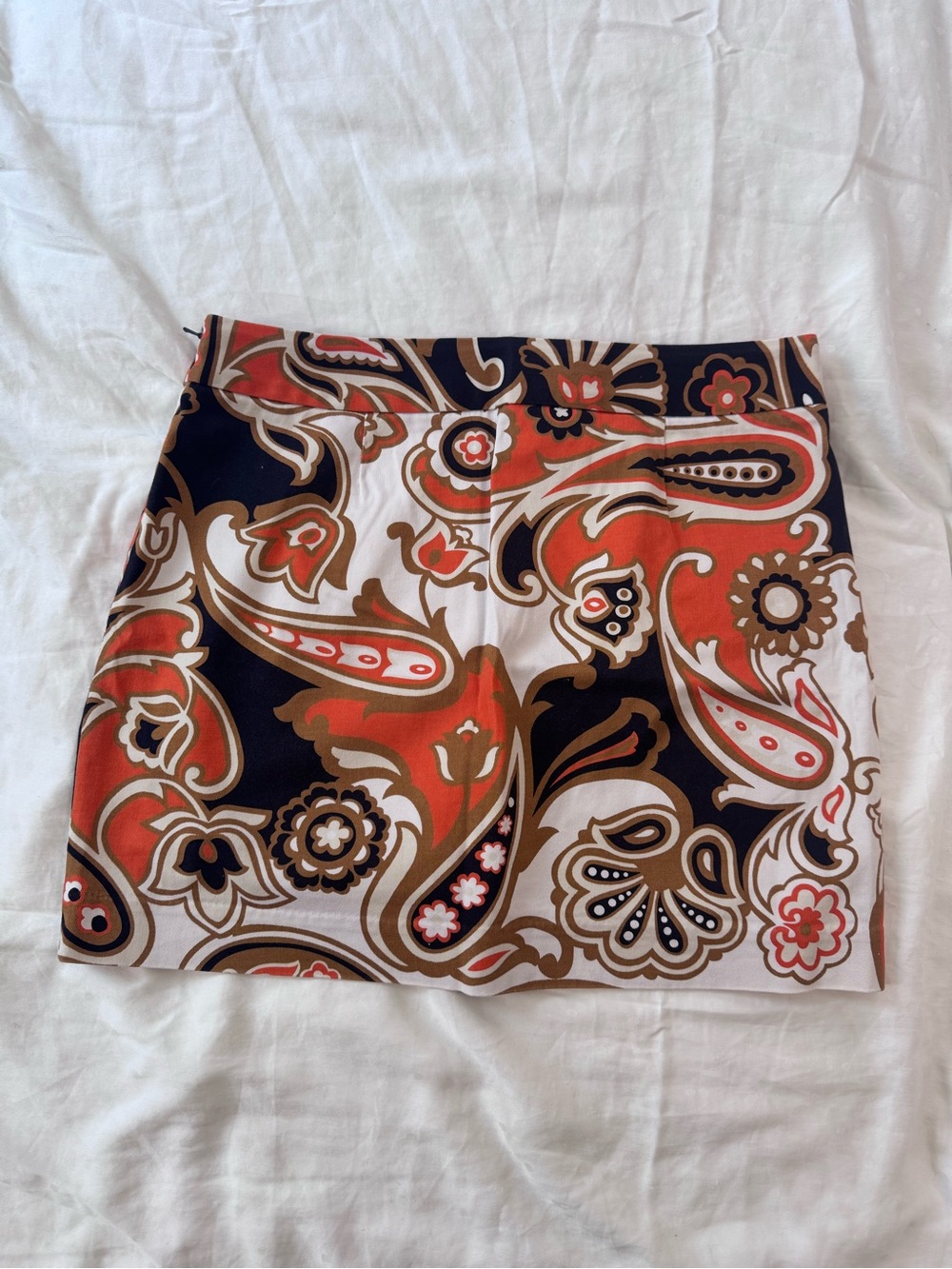 J. Crew Women's Paisley Print Mini Skirt in Orange and Navy